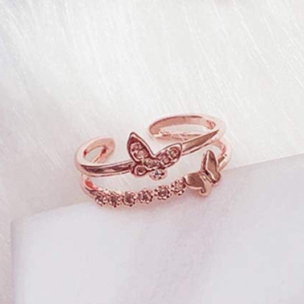 Elegant Butterfly Rose Gold Ring